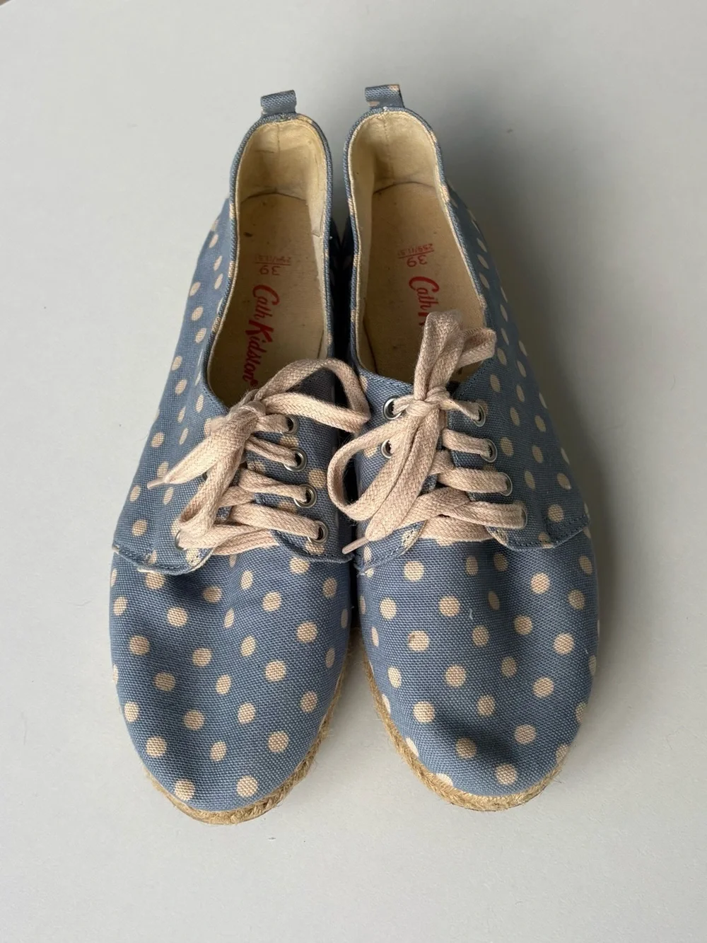 Cath Kidston Blue Polka Dot Lace-Up Espadrille Sneakers